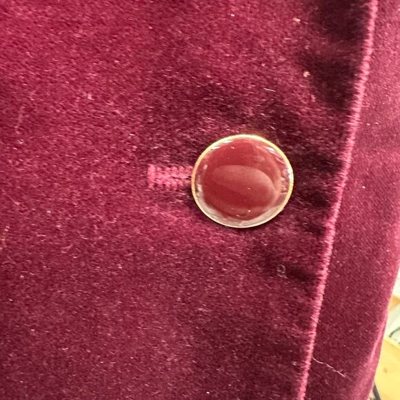 Vintage 90s  Y2k Burgundy Velvet Blazer Jacket Classic Tailored Fit Size 12 - Picture 8 of 16